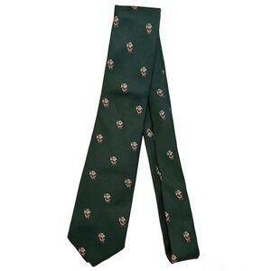 Trooping The Colour Green Santa Necktie Tie Made in USA Vintage Christmas